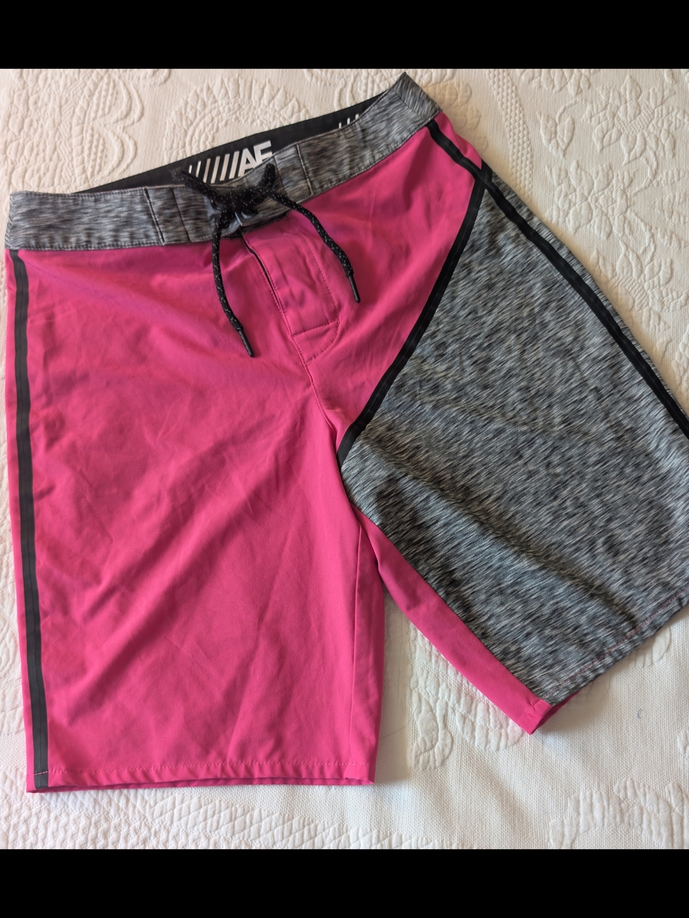 American Eagle Outfitters Pink and Heather Gray Swim Boardshorts